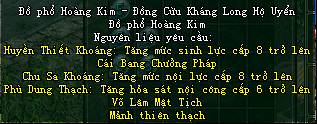 Công thức chế tạo Mảnh Hoàng Kim