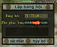 Giao diện thiết lập thông tin Bang hội