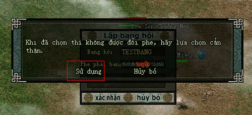 Giao diện xác nhận thông tin Bang hội