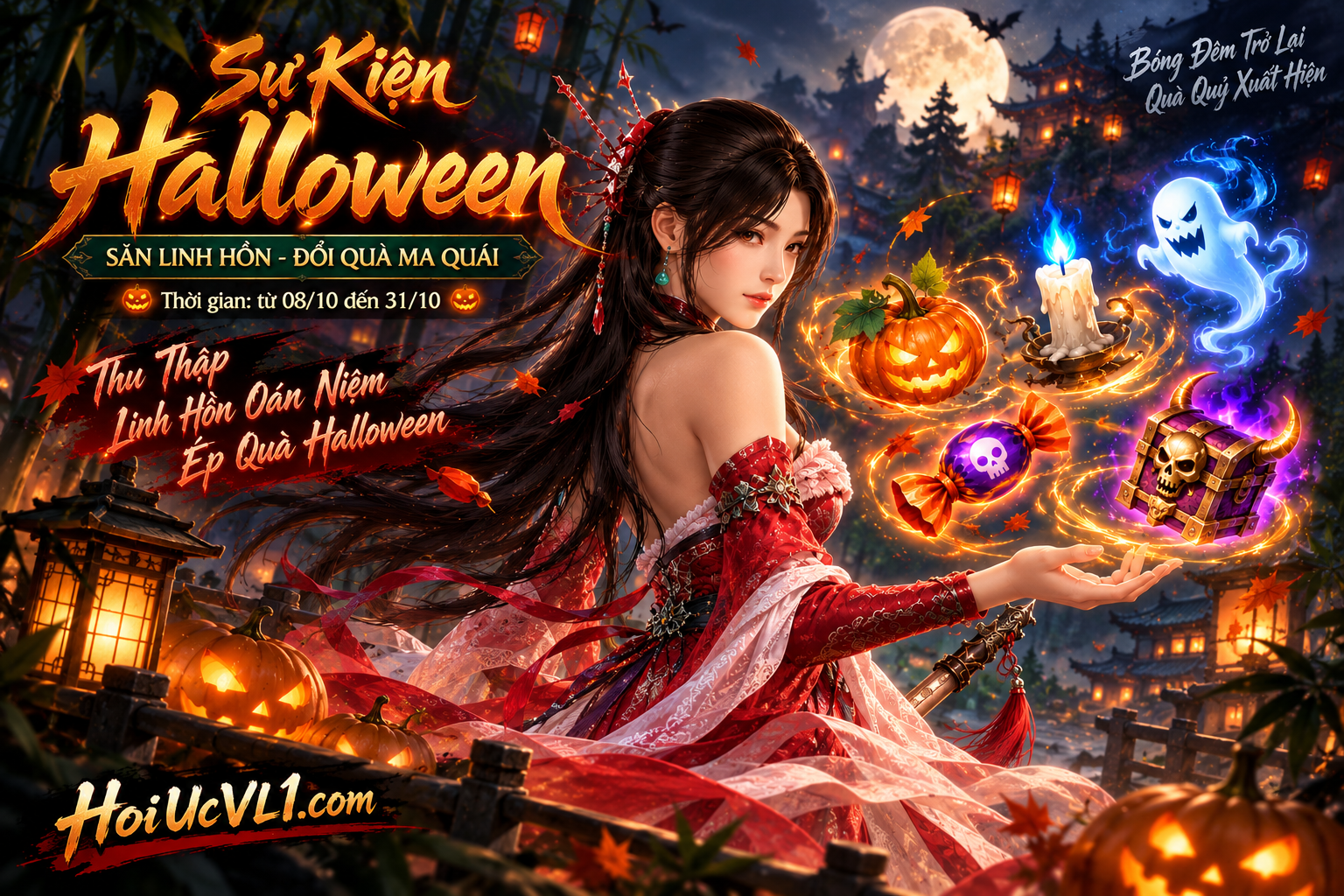 Minh họa sự kiện Halloween 2026: săn linh hồn, đổi quà ma quái